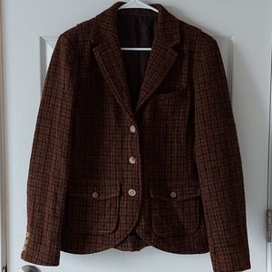 Plaid Blazer With Elbow Patches Sz M